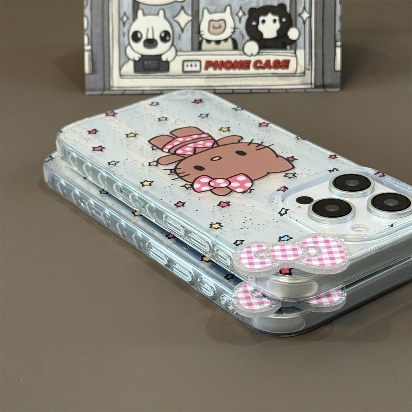 Glitter Black Cat with Bow Acrylic Phone Case