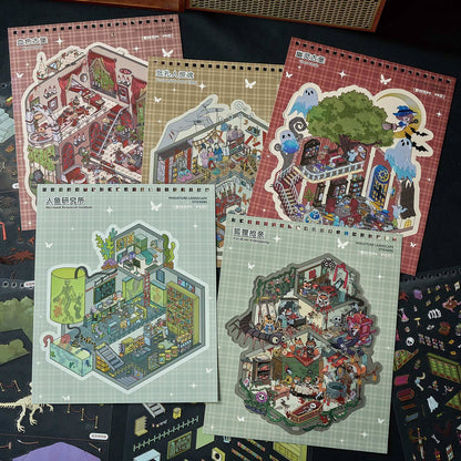 Horror Adventure 3D Sticker Book (8 Themes)