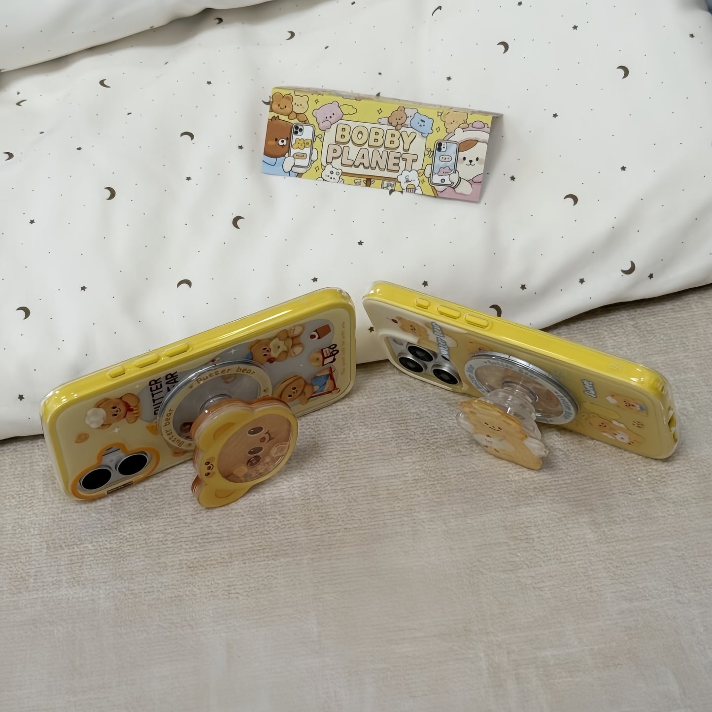 Cartoon Butter Bear Magnetic Stand Silicone Phone Case