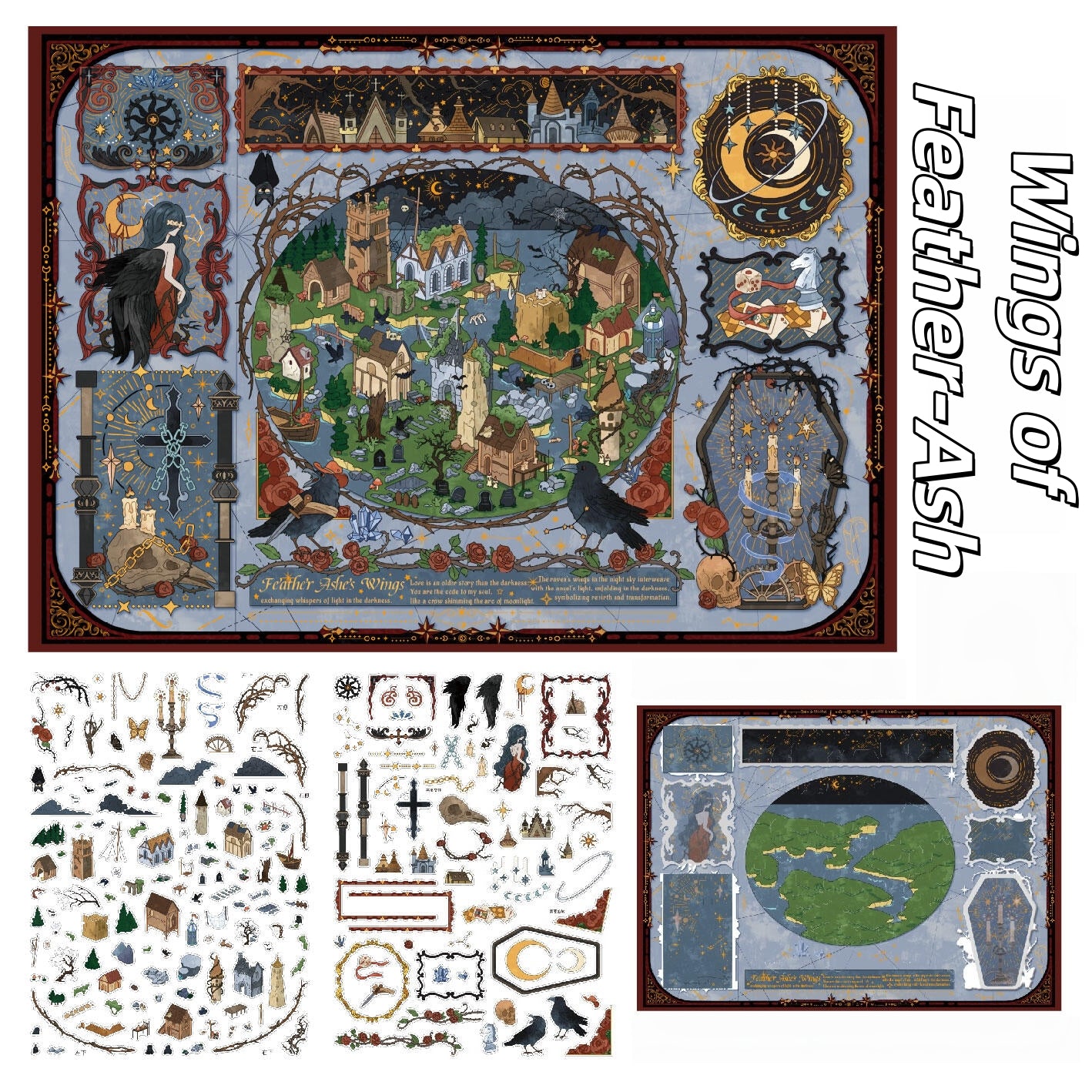 Night Feathers‘ Holy Judgment 3D Sticker | 2 Cute Miniature Scene
