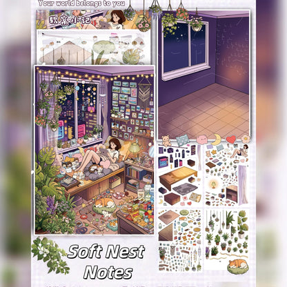 Gentle Hours 3D Sticker | 2 Cute Miniature Scenes