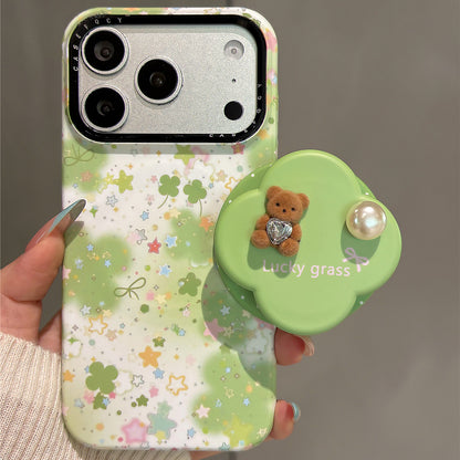 Bear with Pearls Magnetic Stand Acrylic Phone Case