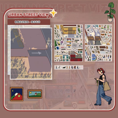 City Streetscape 3D Sticker | 3 Cute Miniature Scenes
