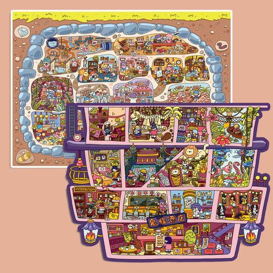 Fantasy Building 3D Sticker | 2 Cute Miniature Scenes