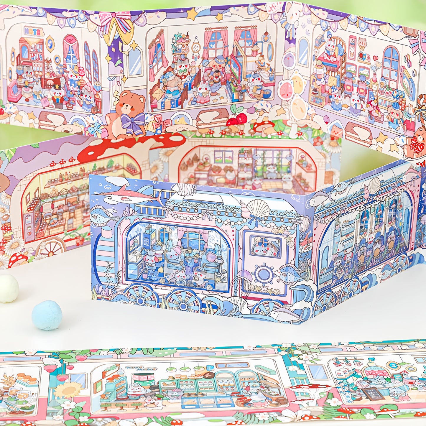 Time Train 3D Sticker | 4 Cute Miniature Scene