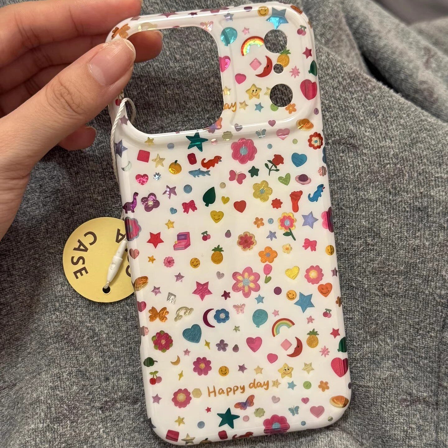 Colorful Gilt Moon Flowers Acrylic Phone Case