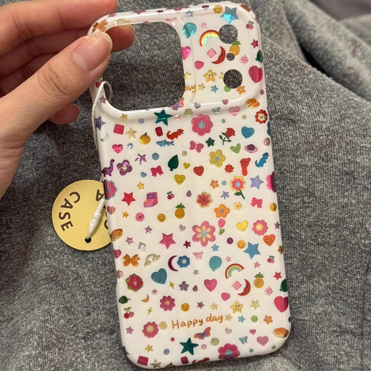 Colorful Gilt Moon Flowers Acrylic Phone Case