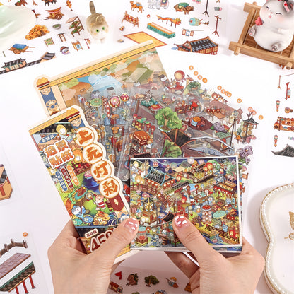 Scroll of a Prosperous Age 3D Sticker | 2 Cute Miniature Scenes