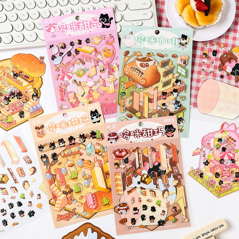 Sweet Shop 3D Sticker | 4 Cute Miniature Scenes