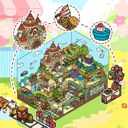 Meatball Puppy Adventure 3D Sticker | 2 Cute Miniature Scenes