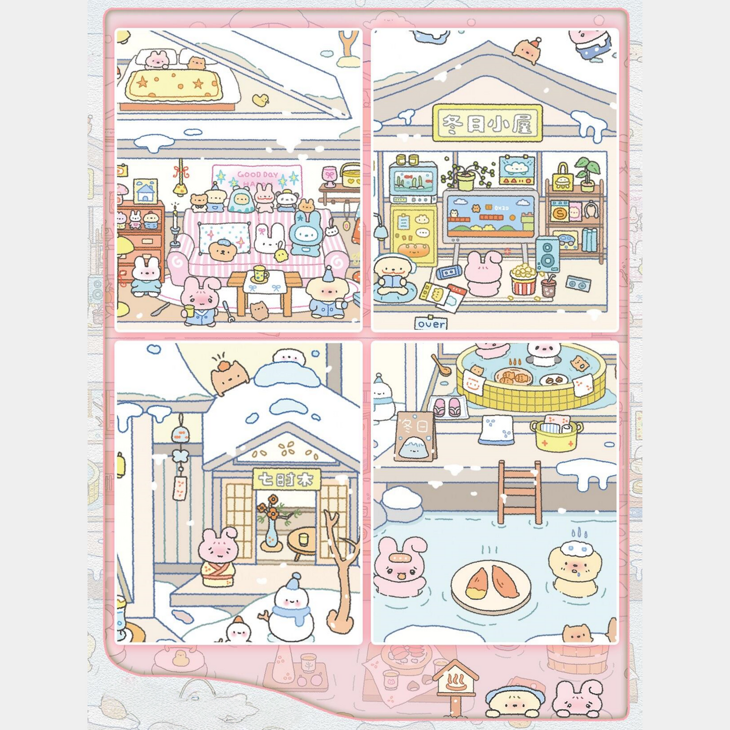 Winter Cottage 3D Sticker | 2 Cute Miniature Scenes