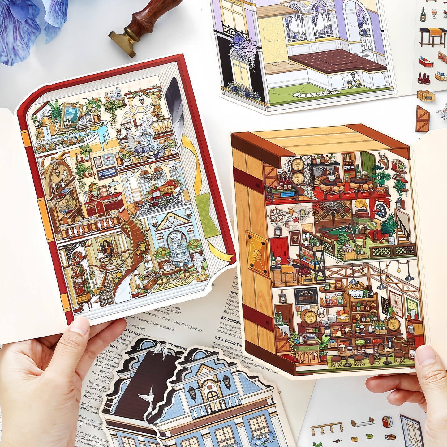Dream House 3D Sticker | 4 Cute Miniature Scenes