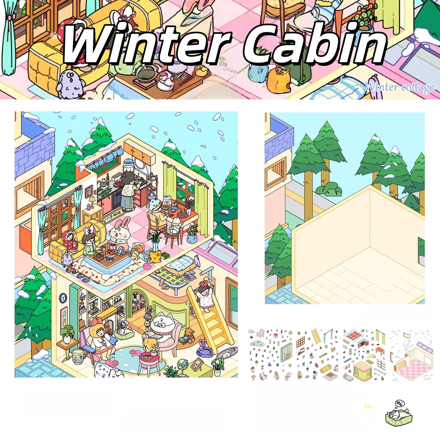 Leisurely Day 3D Sticker | 4 Cute Miniature Scenes
