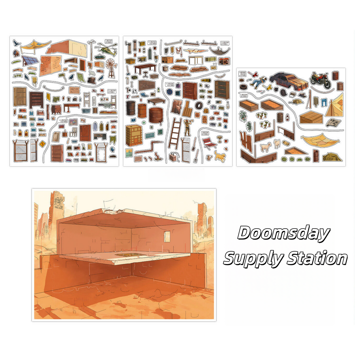 Edgy Outposts 3D Sticker | 2 Cute Miniature Scenes