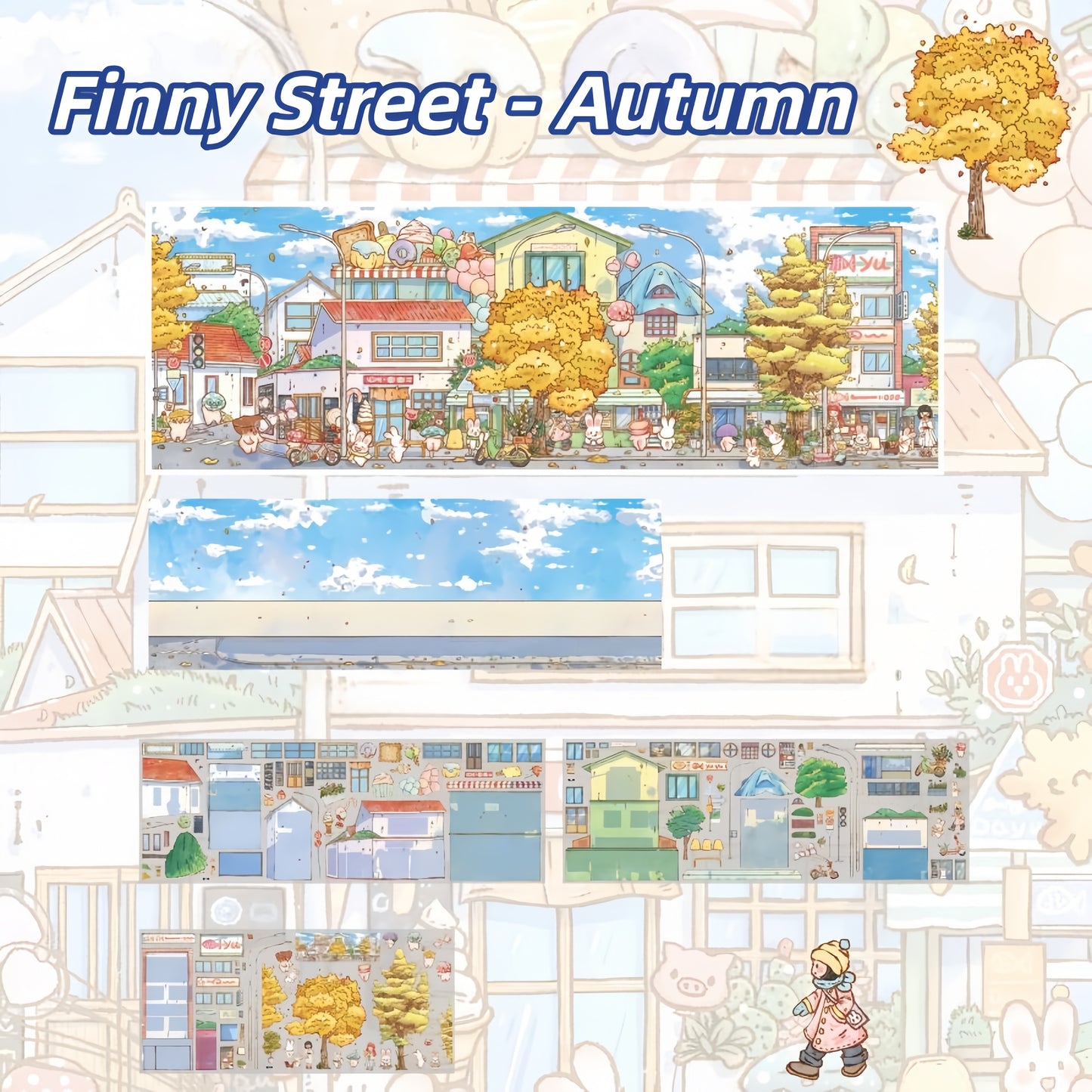 Finny Street & Finny Farm 3D Sticker | 3 Cute Miniature Scenes