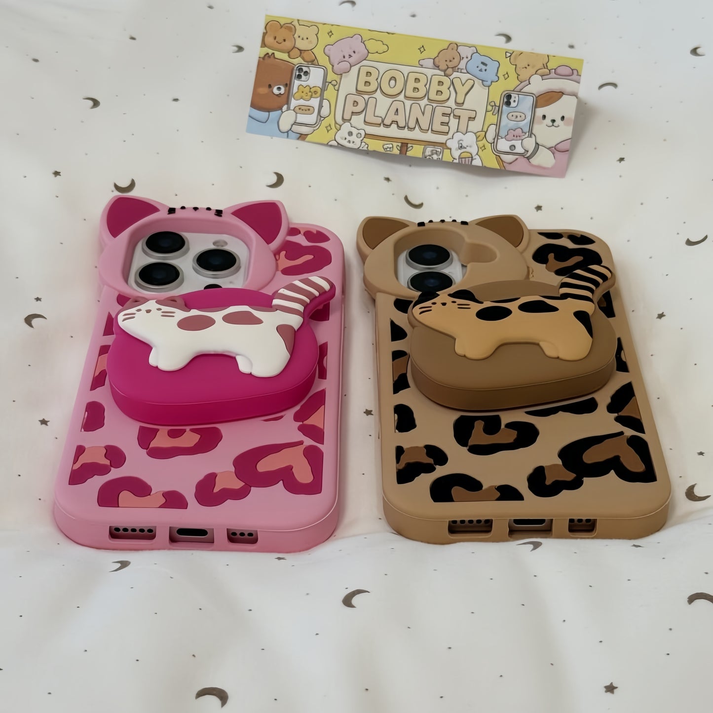Anime Leopard Pattern Kitty Silicone Phone Case
