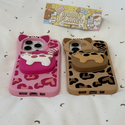 Anime Leopard Pattern Kitty Silicone Phone Case