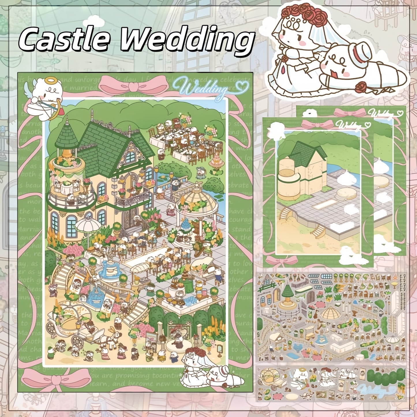 Wedding Series 3D Sticker | 2 Cute Miniature Scenes