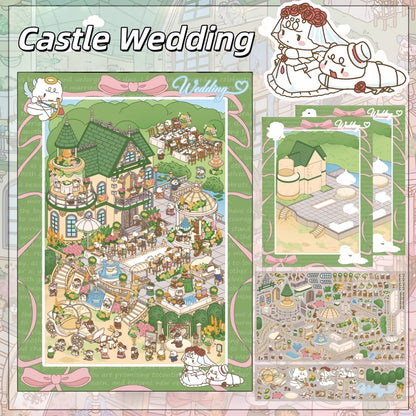 Wedding Series 3D Sticker | 2 Cute Miniature Scenes