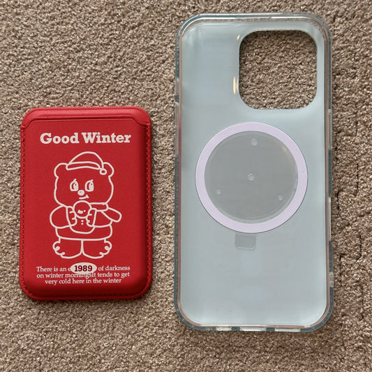 Bear Magnetic Card Holder Acrylic Phone Case
