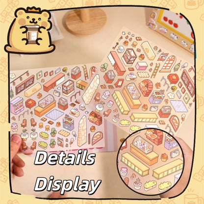 Bear-Bug 3D Sticker | 4 Cute Miniature Scenes