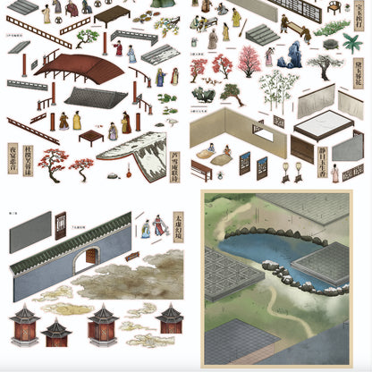 Dream of the Red Chamber 3D Sticker | 2 Cute Miniature Scenes