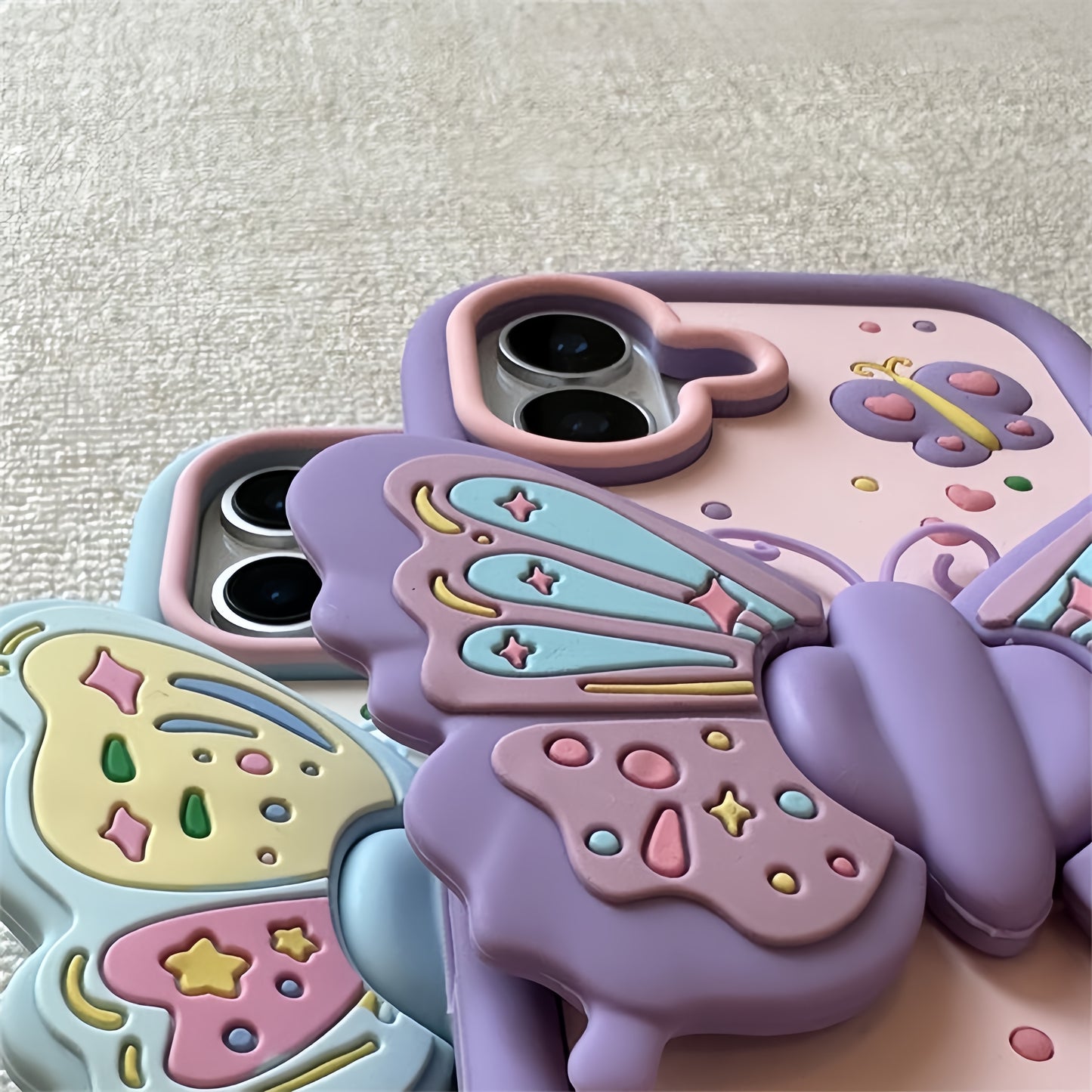 3D Butterfly Stand Silicone Phone Case