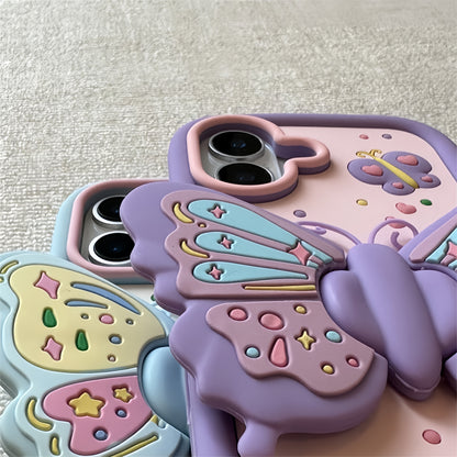 3D Butterfly Stand Silicone Phone Case