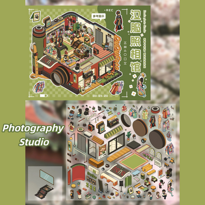 Simulation Management 3D Sticker | 2 Cute Miniature Scenes
