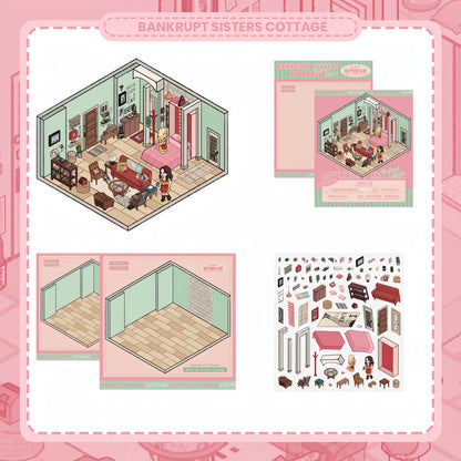 Brooklyn Cottage Restaurant 3D Sticker | 2 Cute Miniature Scenes