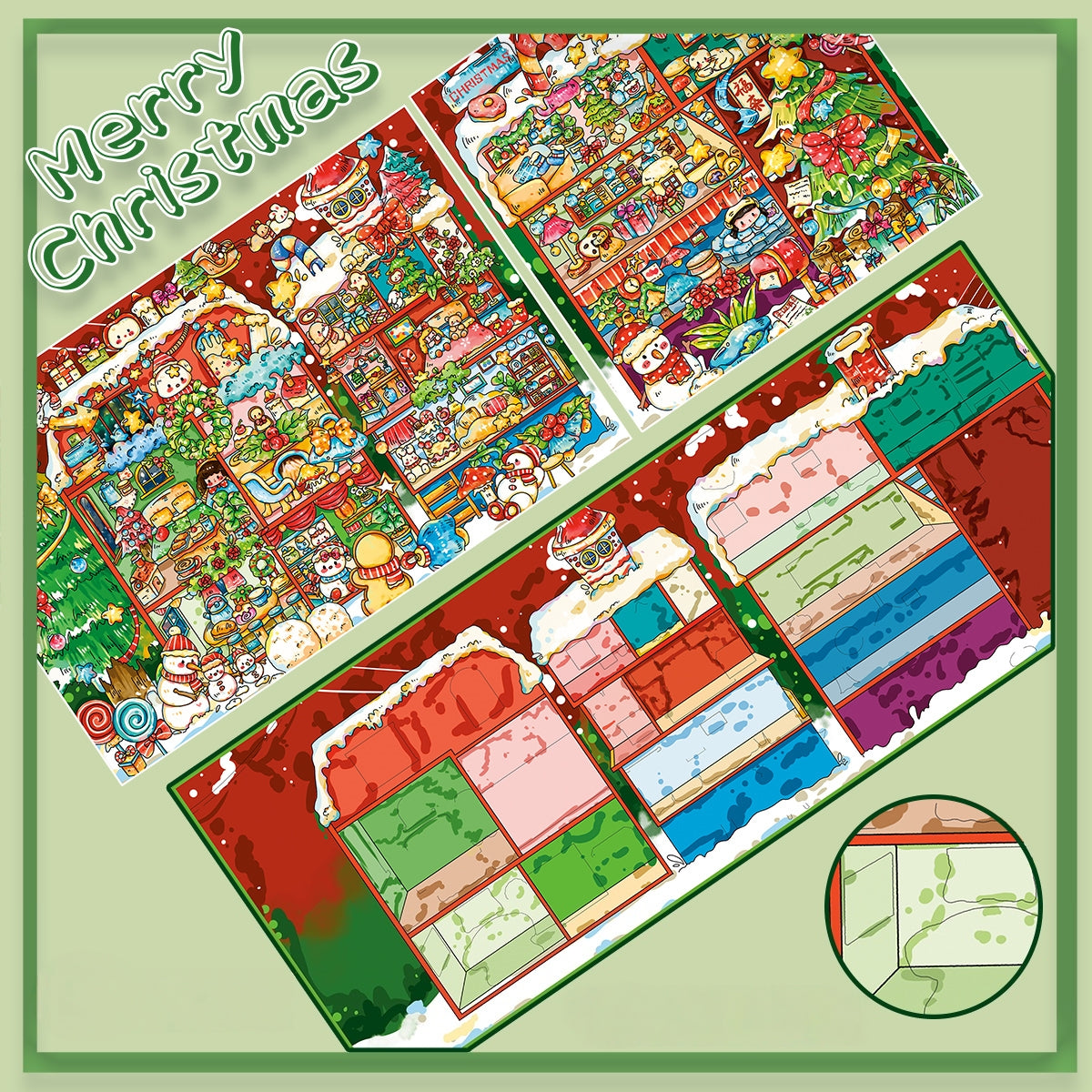 Merry Christmas 3D Sticker | 2 Cute Miniature Scenes