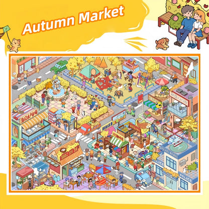 Autumn Streetscape 3D Sticker | 3 Cute Miniature Scenes