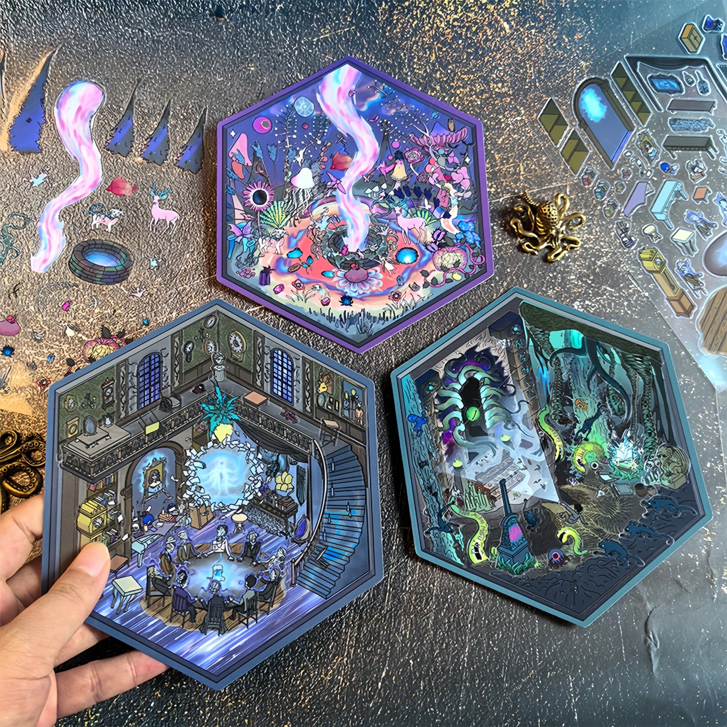 Mystic World Adventure  3D Sticker | 4 Cute Miniature Scenes