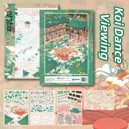 Oriental Moments 3D Sticker | 2 Cute Miniature Scenes