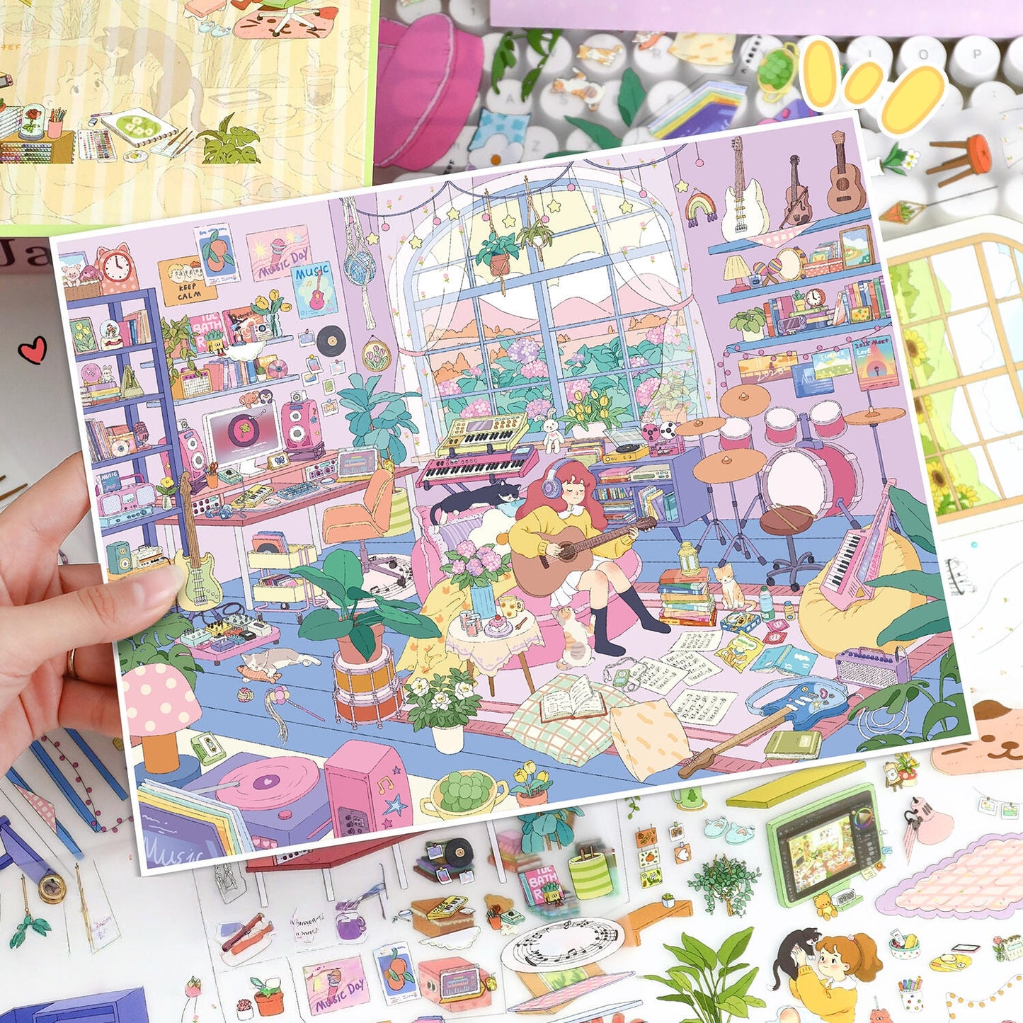 Girl's Studio 3D Sticker | 2 Cute Miniature Scenes