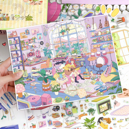 Girl's Studio 3D Sticker | 2 Cute Miniature Scenes