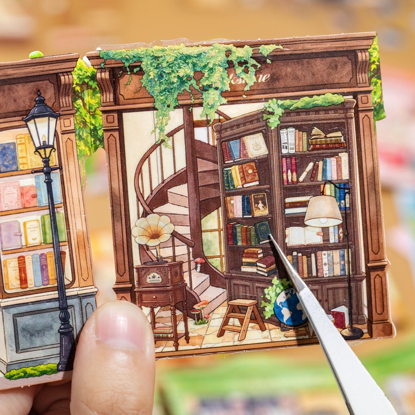 Tri-Fold Mini Corner Shop 3D Sticker | 6 Cute Miniature Scenes