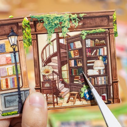 Tri-Fold Mini Corner Shop 3D Sticker | 6 Cute Miniature Scenes