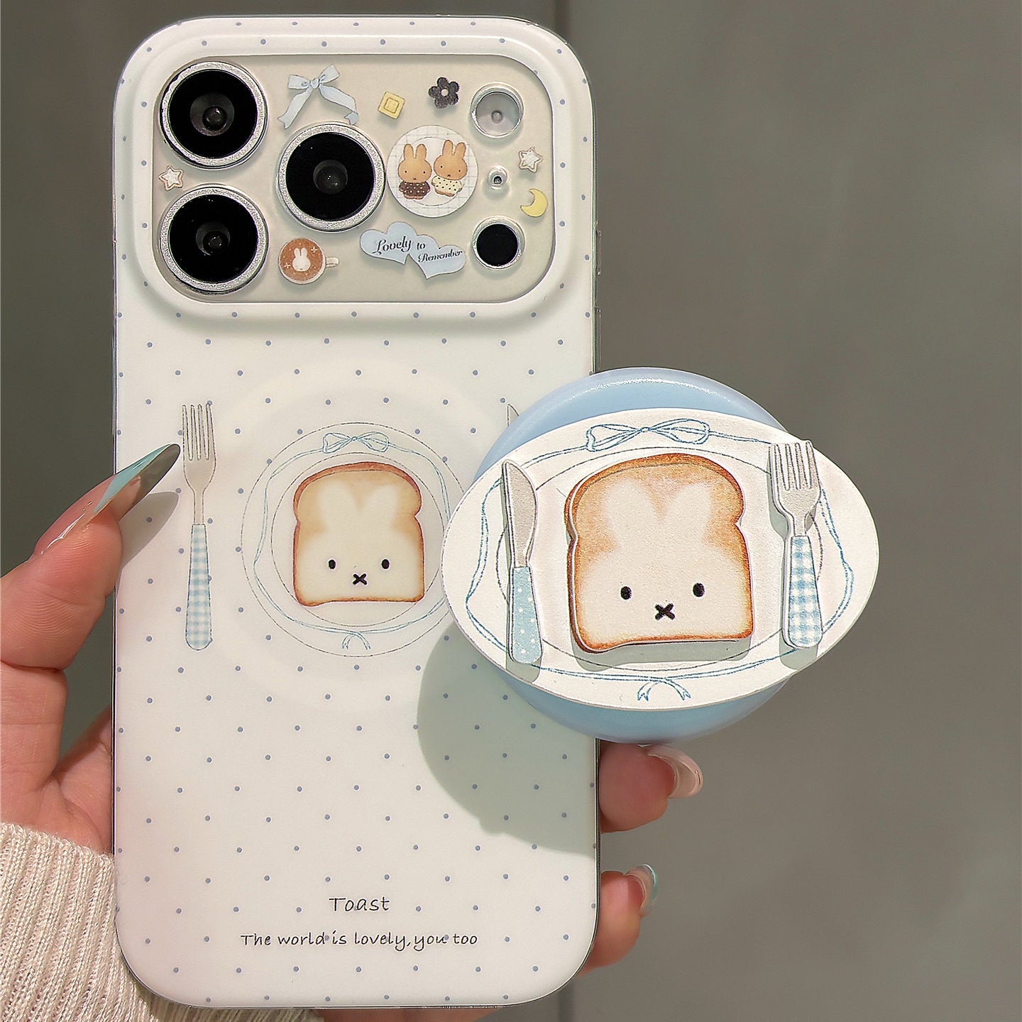 Polka Dot Toast Magnetic Stand Acrylic Phone Case