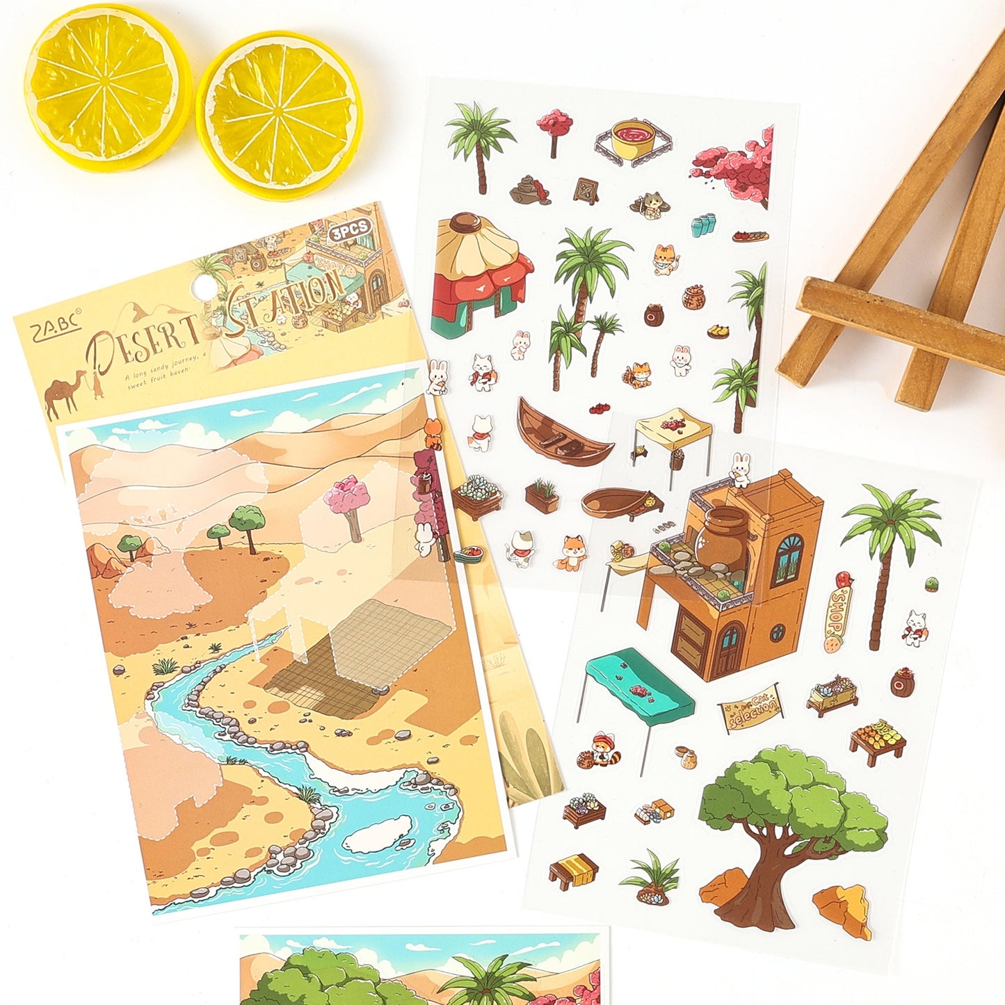 Oasis Journey 3D Sticker | 4 Cute Miniature Scenes