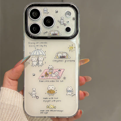 Cute Picnic Cat Illustration Acrylic Phone Case