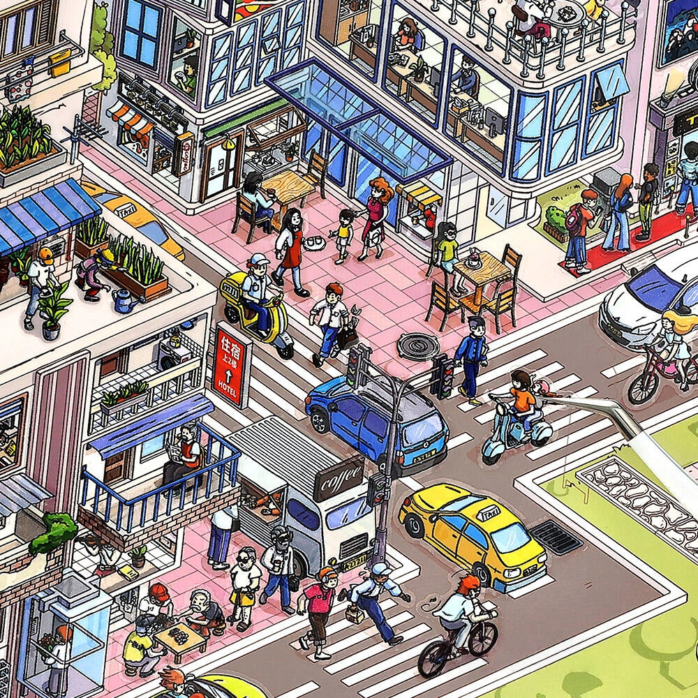 Busy Town 3D Sticker