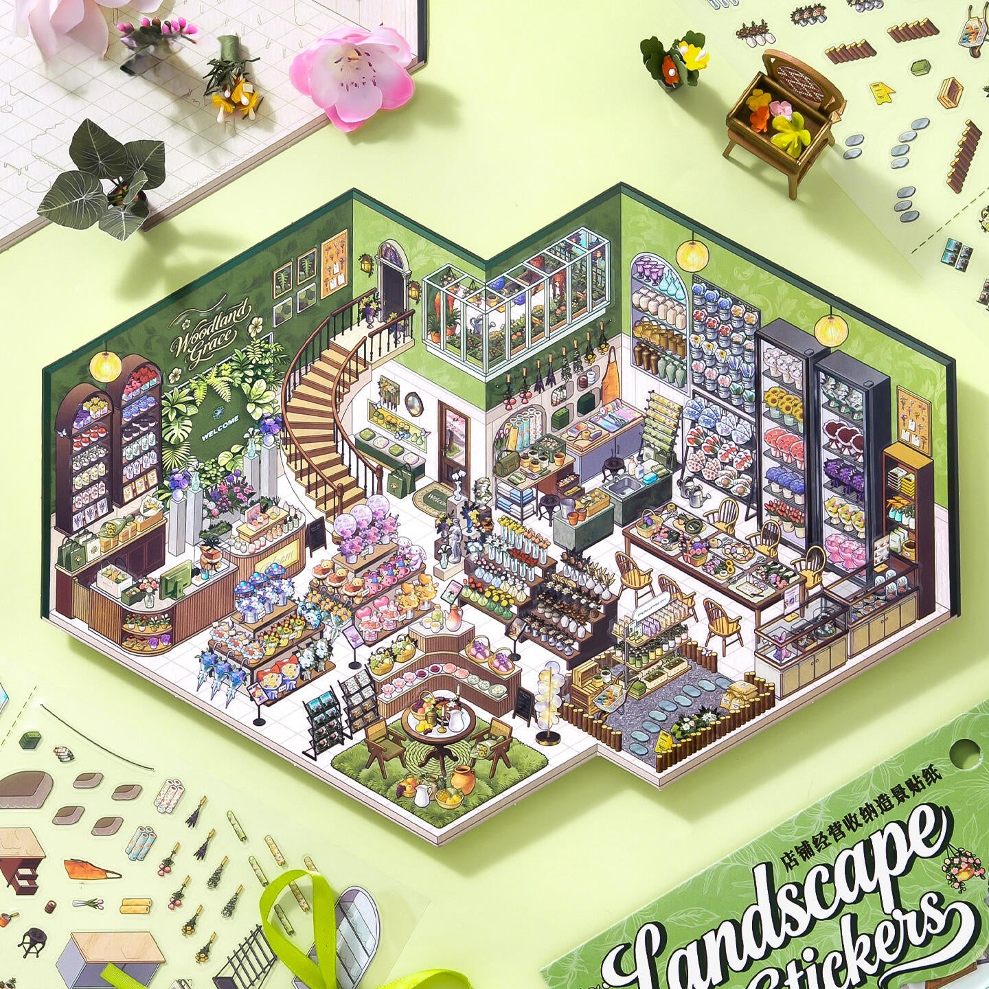 Shelf Display 3D Sticker | 2 Cute Miniature Scenes