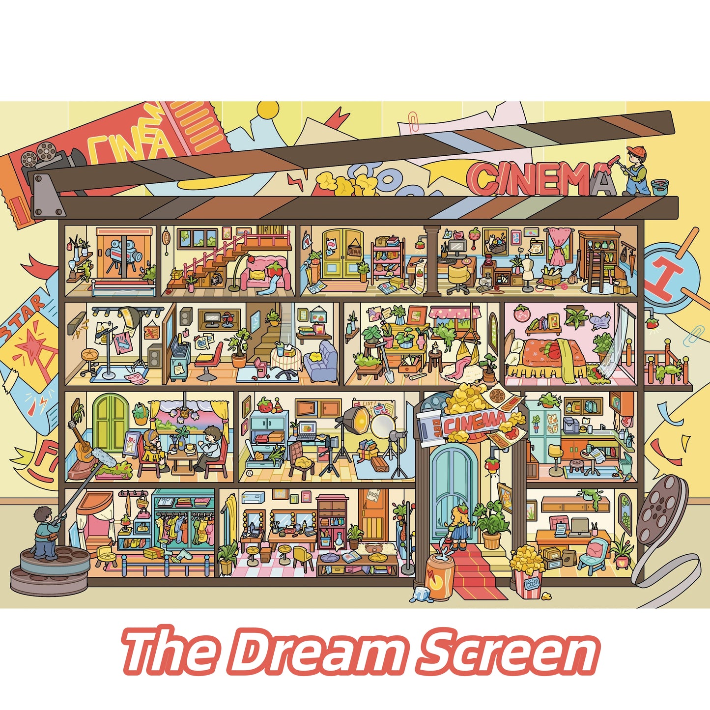 Dreaming and Puzzles 3D Sticker | 2 Cute Miniature Scenes