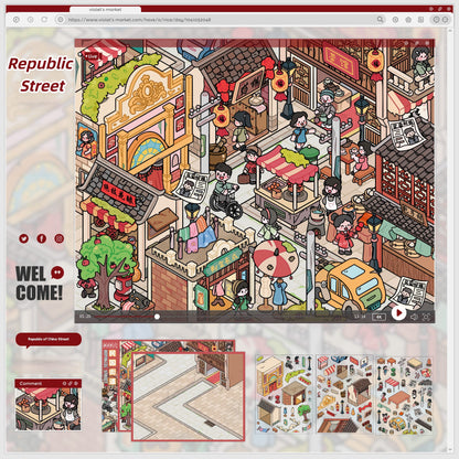 Old Days 3D Sticker | 2 Cute Miniature Scenes