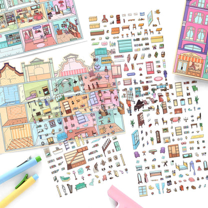 Colorful Cubicles 3D Sticker | 2 Cute Miniature Scenes