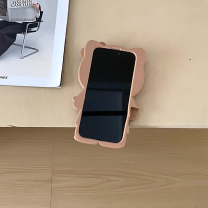 Chic Pearl Necklace Cat Silicone Phone Case