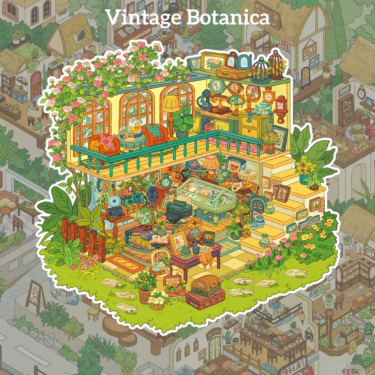 Life in Town 3D Sticker | 4 Cute Miniature Scenes