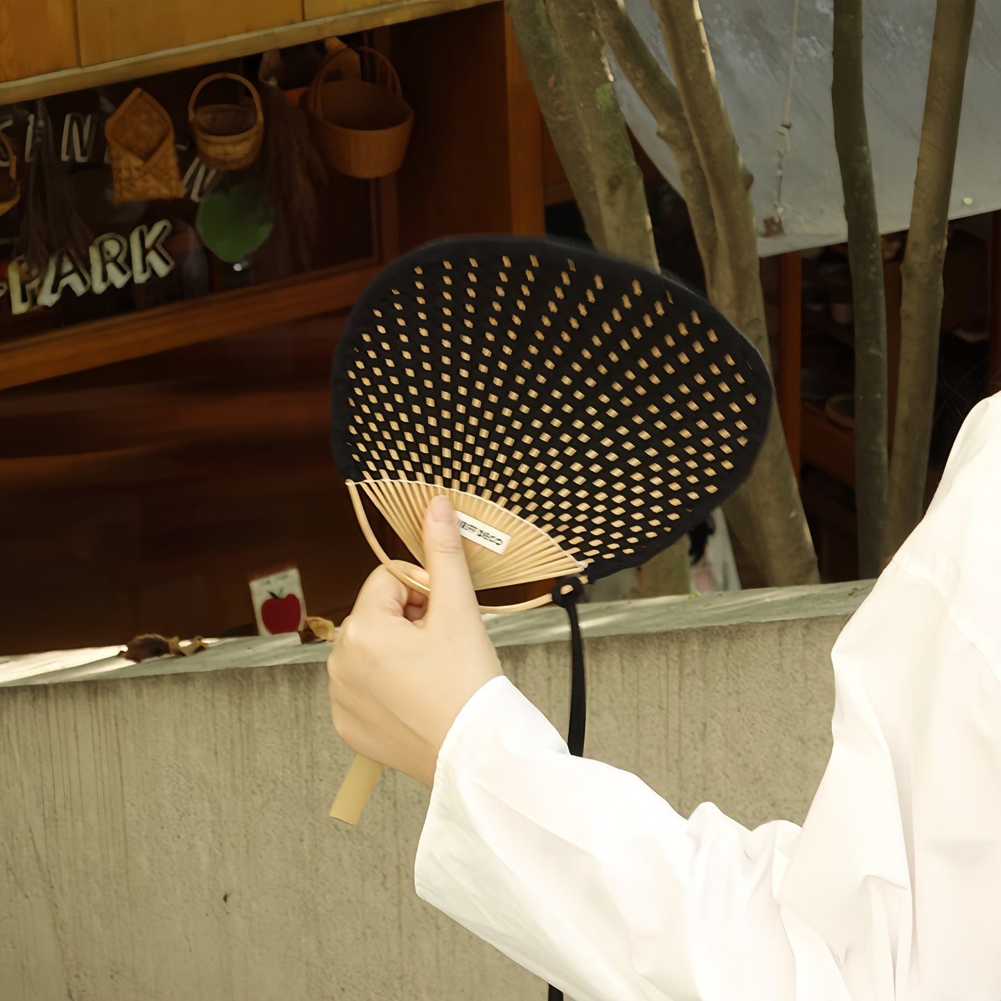 Handmade Leather Cord Woven Bamboo Fan