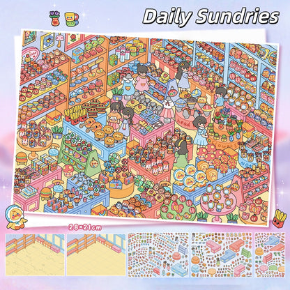 Everyday Shelves 3D Sticker | 2 Cute Miniature Scenes